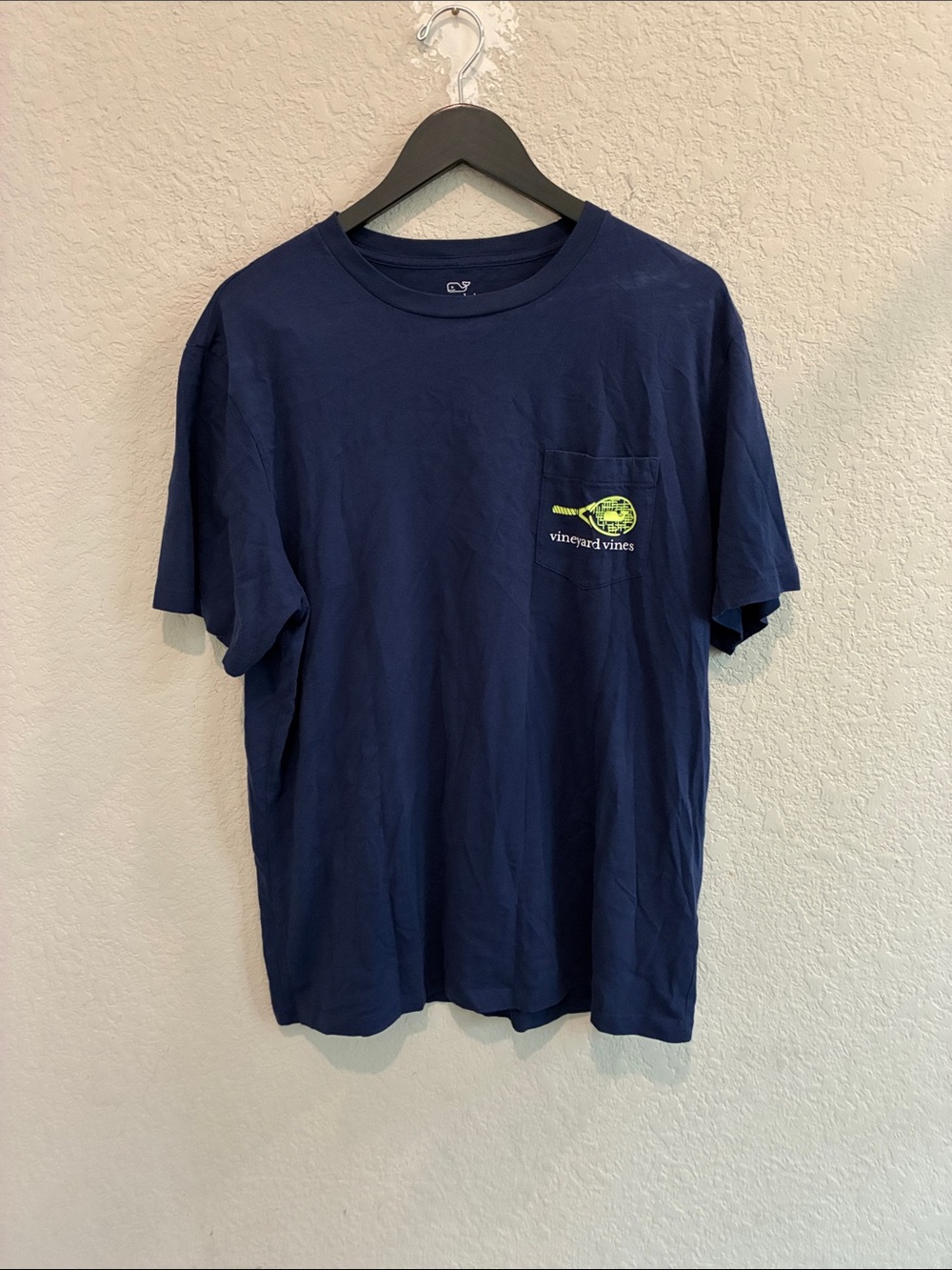 Vineyard Vines Navy Short-Sleeve Pocket Tee with Lime Logo